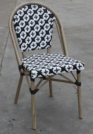 French Style Outdoor Furniture Aluminum Frame Rattan Stackable Dining Chairs