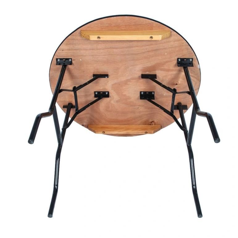 Modern Restaurant Furniture Round Wooden Top Metal Base Dining Tables