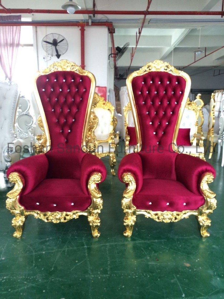 5 Years Guarantee Time Golden Frame Solid Wood Wedding Throne Sofa