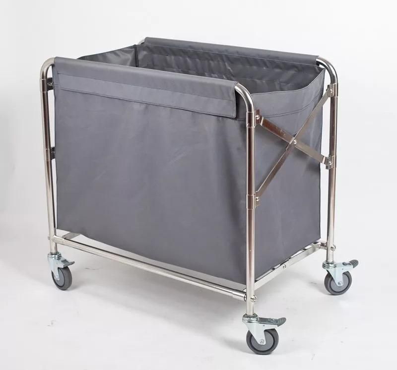 High Quality Linen Hotel Hand Trolley Cart with Replaced Bag