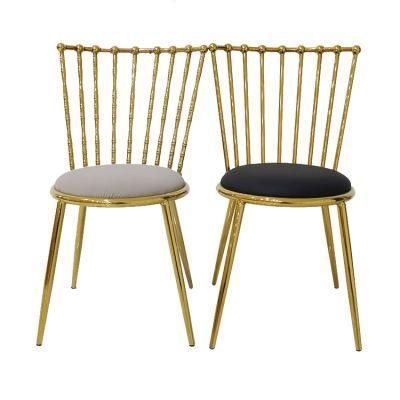 Wholesale Dining Furniture PVC Chair Gold Chrome Iron Legs Dining Chair