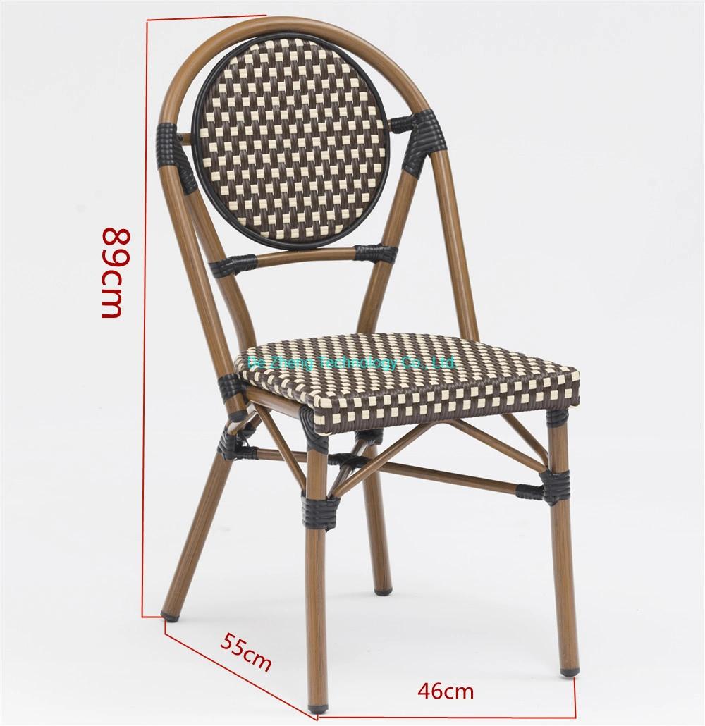 New Wholesale Stackbale Outdoor Bamboo Look Cane Chair All Weather Rattan Wicker Garden Furniture Set Bistro Patio Cafe Chairs