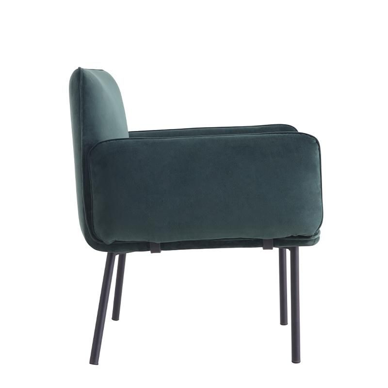 Hot Sale Home Furniture Sofa Metal Leg Chair Comfortable Fabric Dining Chair Wholesale Armrest Dining Chair