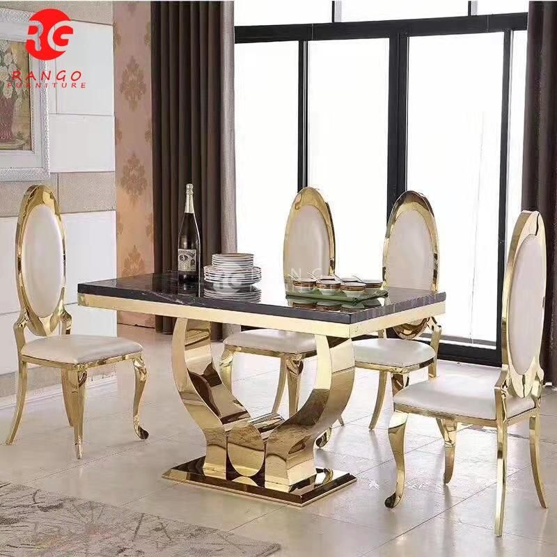 Marble Table with Glass Top Dining Table in Fashion Design for Sale Dining Room Furniture