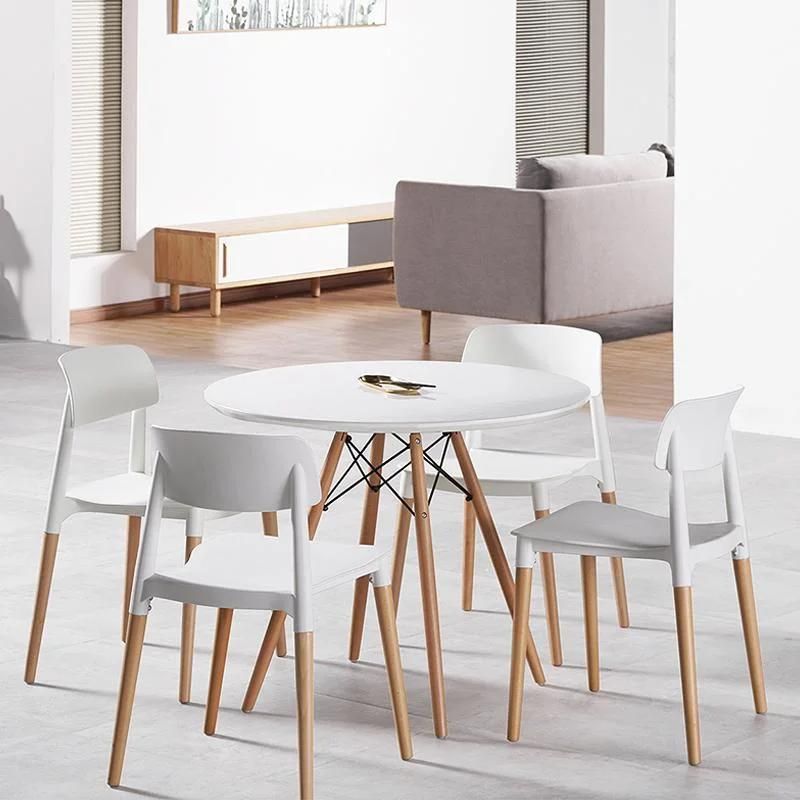 Home Furniture White Bedroom MDF Top Wood Round Dining Table