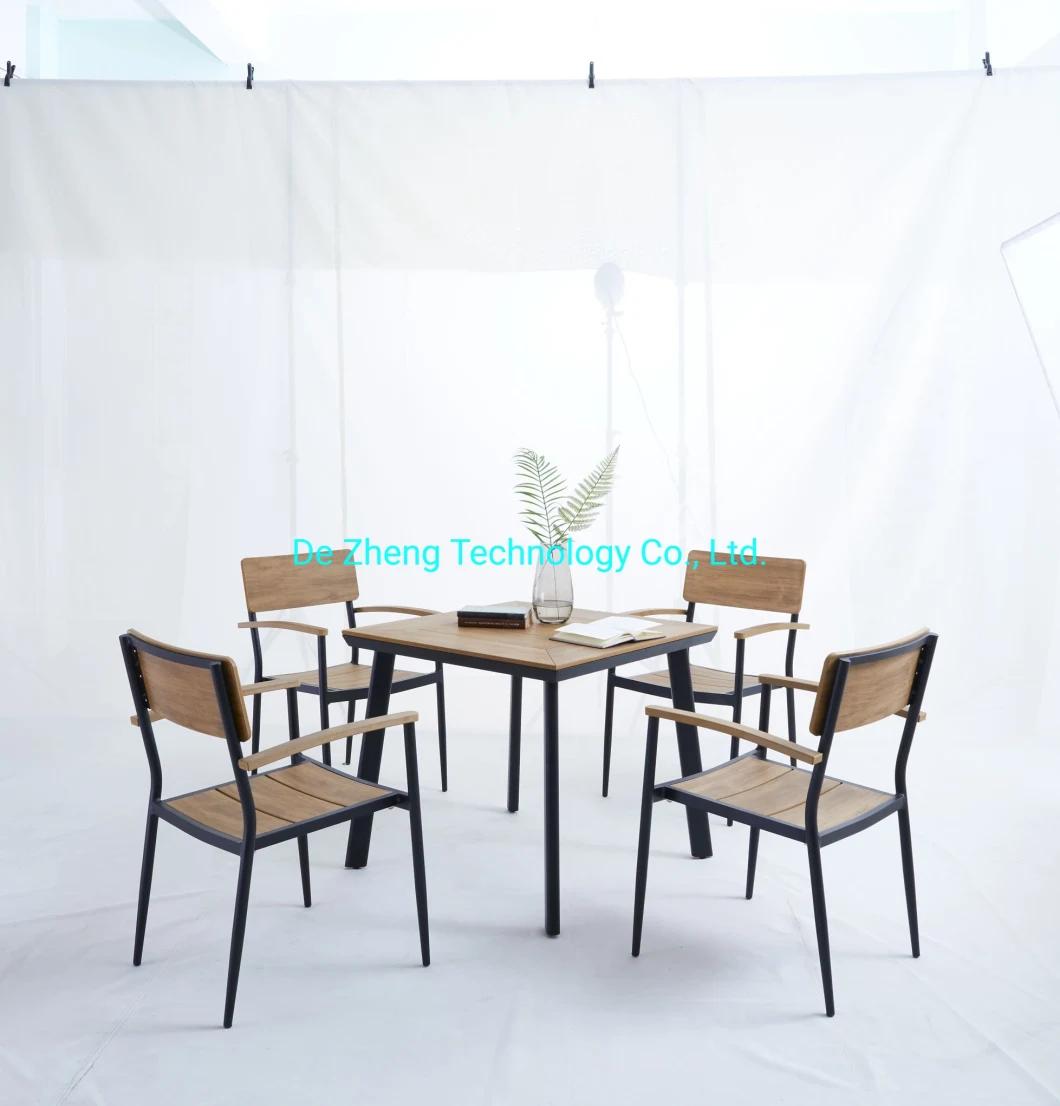 Balcony Hotel Modern Restaurant Patio 6 Seater Table with Aluminum Chairs Garden Dining Sets Outdoor Furniture Set