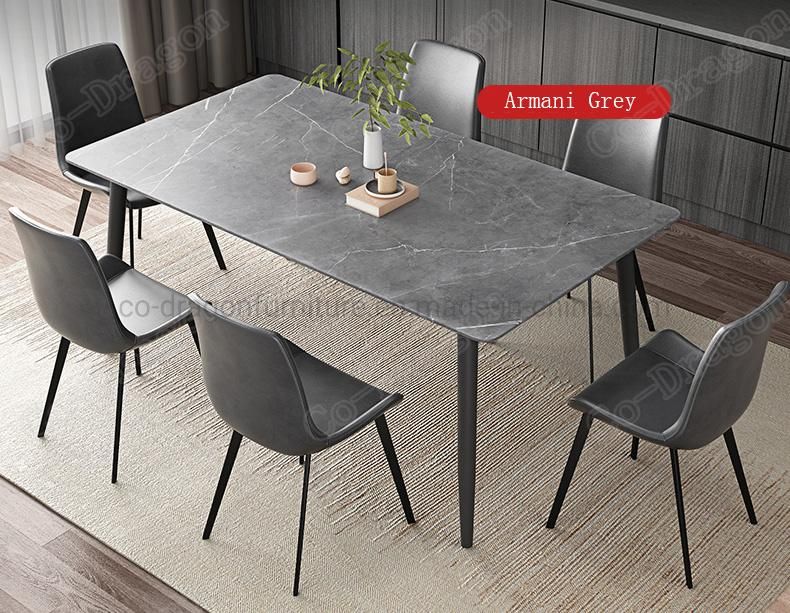 Marble Dining Table for Dining Room Luxury Furniture Steel Table