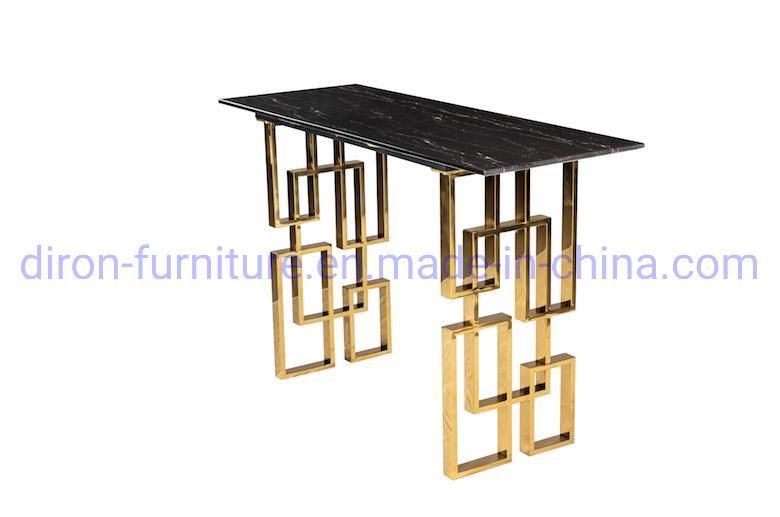 Foshan Furniture Stainless Steel Rectangle Tempered Black Dining Table