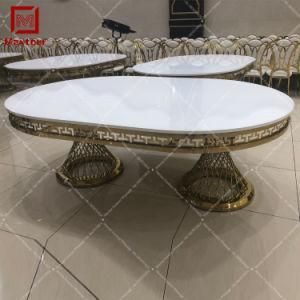 Modern Stainless Steel Acrylic Oval Wedding Table with LED Light