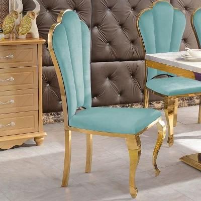 Simple Hotel Banquet Chair High-Grade Soft Wedding Chair Gold-Plated Stainless Steel High Back Dining Chair