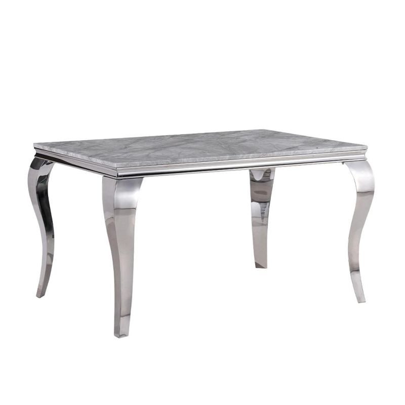 Modern Home Restaurant Furniture Metal Stainless Steel Design Dining Room Marble Table