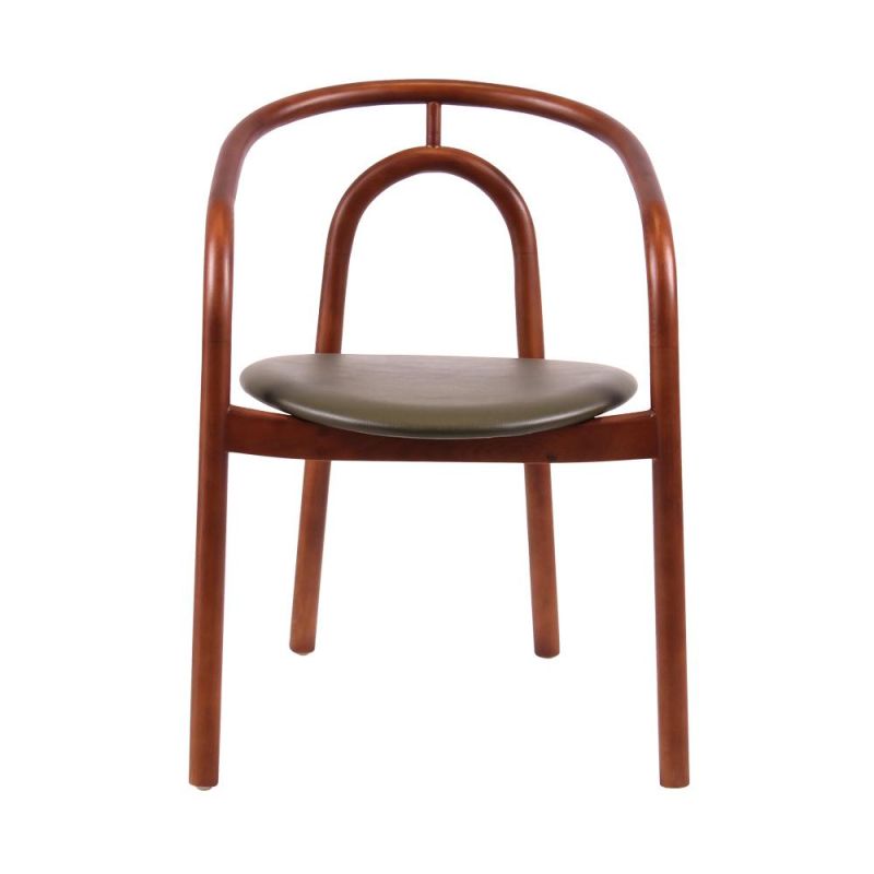 Modern Cafe Shop Furniture Wooden Dining Chair with Fabric Seat