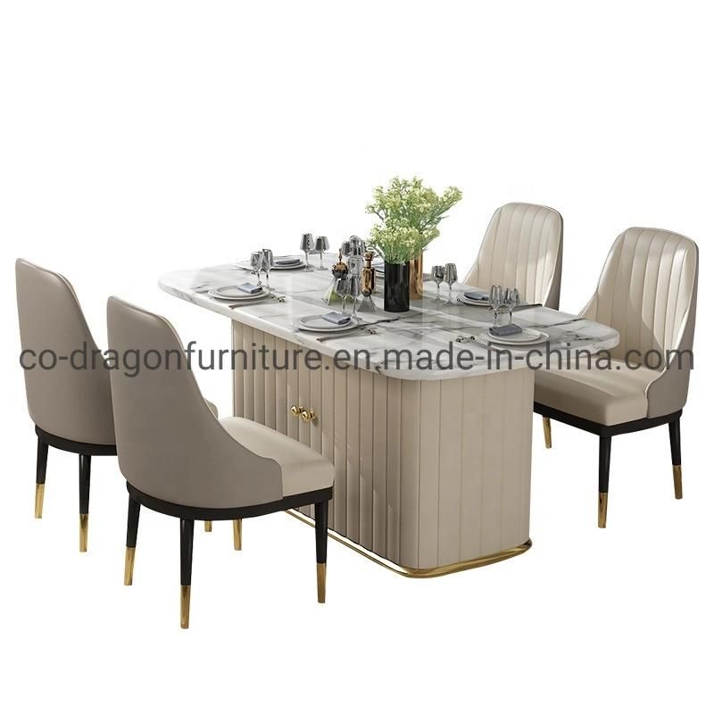 Modern Marble Top Dining Table with Cabinet for Home Furniture