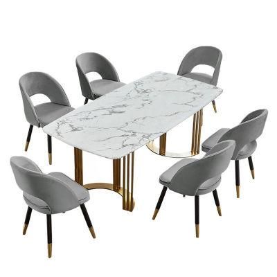 Luxury Style Marble Dining Tables Group Dining Table with High Quality Hand Cut and Polished Marble