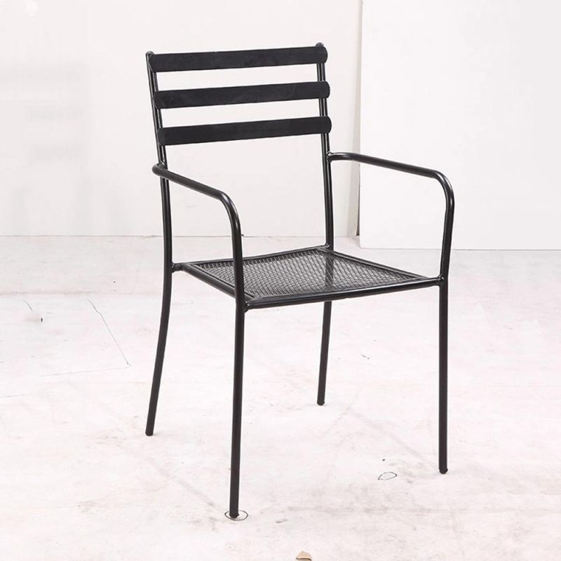 American Market Oval Back Restaurant Grilled Stacking Steel Mesh Iron Chair