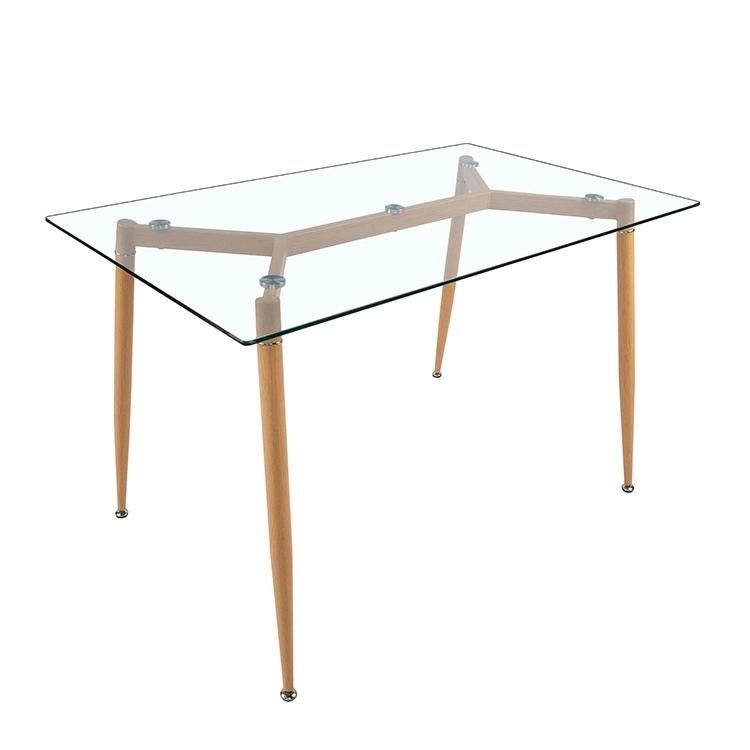 Modern High Quality Tempered Glass Dining Set Restaurant Glass Dining Table and Metal