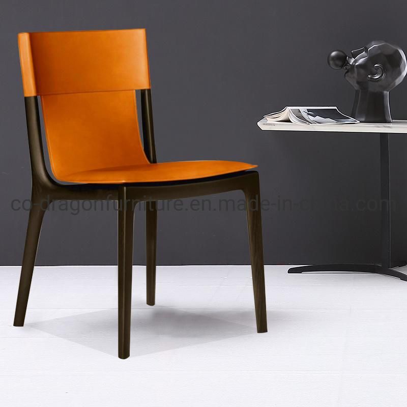 Popular European Style Wooden Legs Leather Dining Chair Furniture