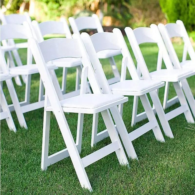 Pure White Solid Wood/ Resin Folding Chair for Outdoor Wedding