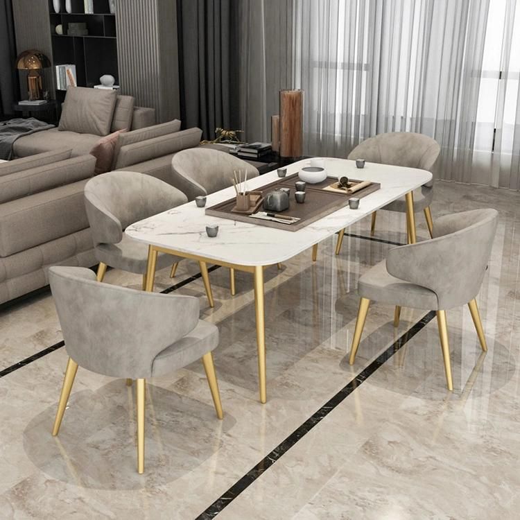 Family Commonly Used Models Living Room Table American Marble Furniture Modern and Simple Dining Table Modern