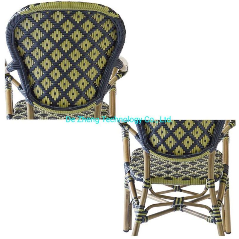 Outdoor Wedding Wholesale Restaurant Furniture PE Rattan Wicker Bar Chair with Aluminum Frame