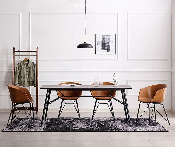 Modern Restaurant Chrome Metal Leg Leisure Chairs Leather Dining Chair
