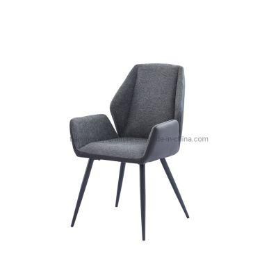 Modern Grey Fabric+PU Design Dining Chair with Dark Grey Four Legs