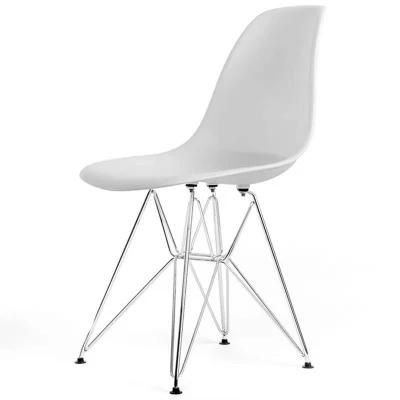 Scandinavian Design Plastic Dining Chairs with Chrome Metal Leg