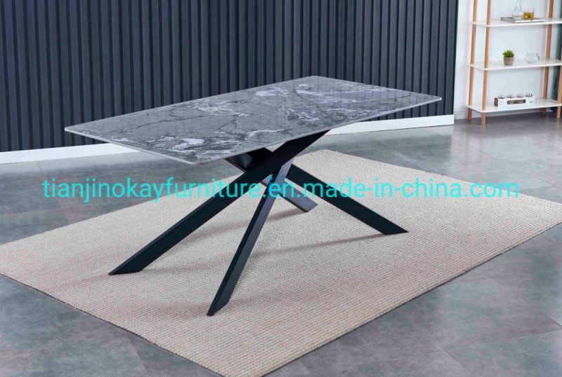 Hot Selling Furniture Restaurant Marble Top Dining Table Rectangular Dining Table Ceramic Top Dining Table