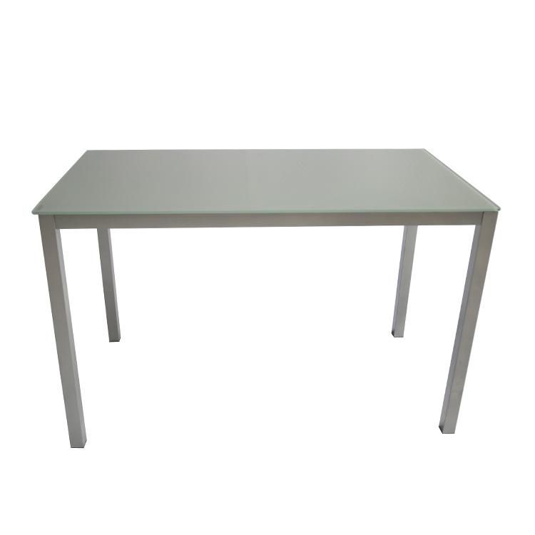 Newest Clear Tempered Glass Top Dining Table with Silver Stainless Steel Legs