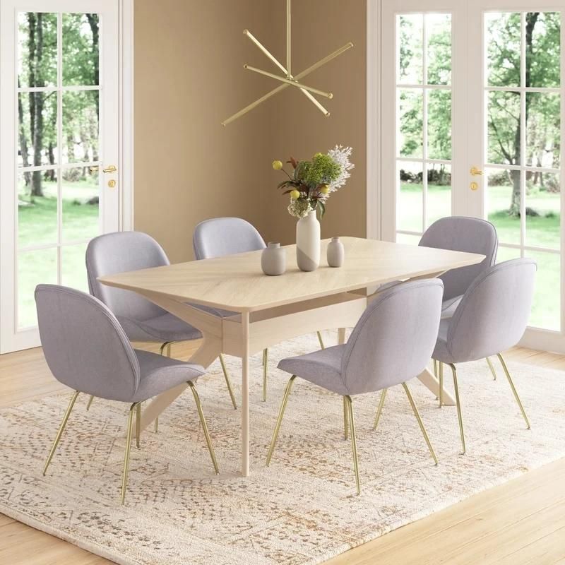 American Rectangular Oak Combination Dining Table All Solid Wood Assembly Solid Wood Dining Chair and Table Combination Household Small Apartment Nordic Style