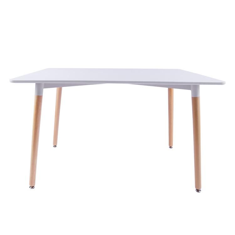 White Square Wooden with Beech Legs MDF Top Dining Table