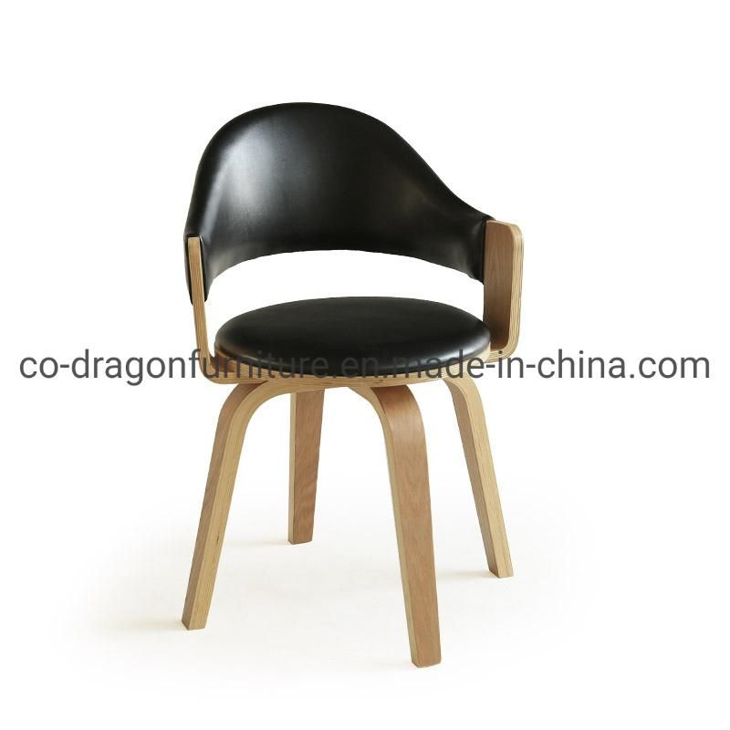 Modern Leisure Swivel Leather Wooden Dining Chair for Home Furniture