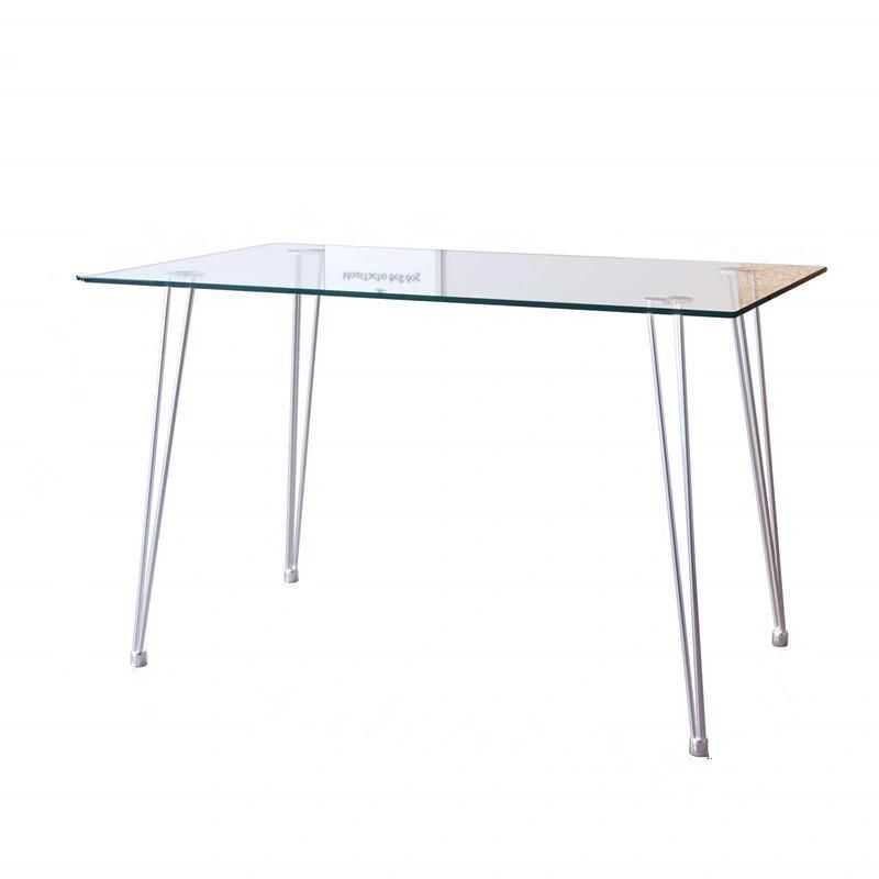 Modern Tempered Transparent Square Glass Top Table Dining Table