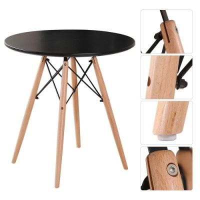 Hot Sale Modern Europe Rustic Nordic Cheap White Round Restaurant Kitchen 4 Seater Dining Table with Wood Leg