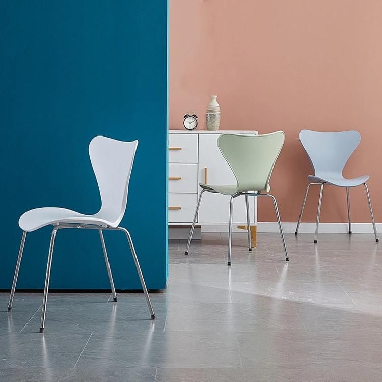 Modern Colored PP Garden Chair Coffee Shop Plastic Leisure Chair Chair Metal Legs Dining Chair