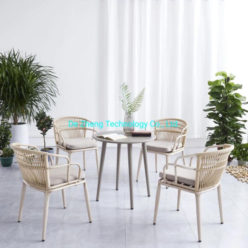 Contemporary Luxury Outdoor Coffee Furniture Woven Rope Basket Tiffany Dining Chair Set