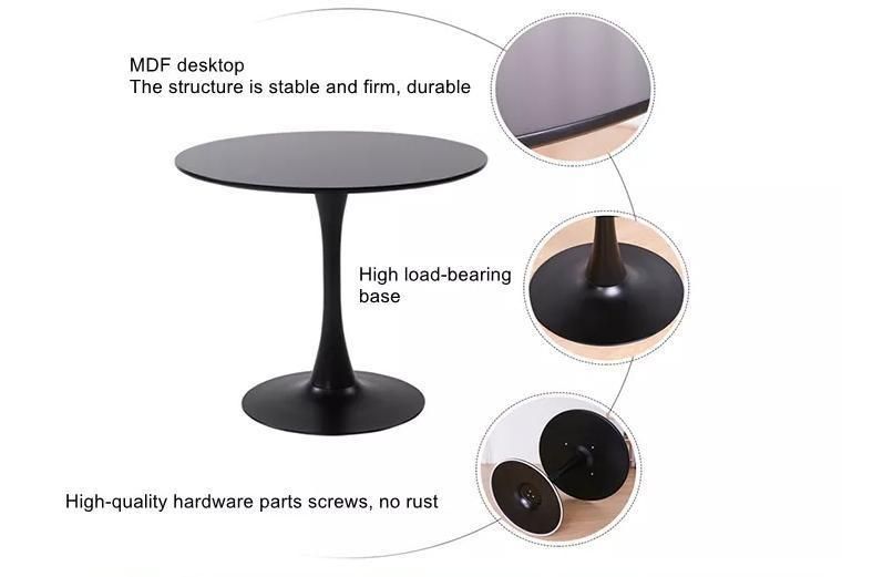 High Density MDF Tulip Round Dining Tables with Metal Leg