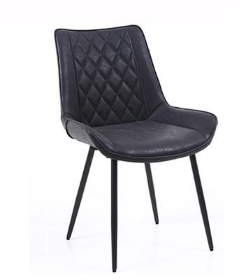 Hotel Furniture Modern PU Leather Upholstered Dining Room Furniture Chair Black Metal Legs Restaurant Luxury Dining Chair for Restaurant Dining