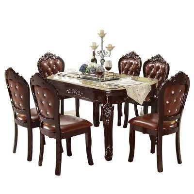 Luxury Antique Furniture American Style Solid Wood Carved Dining Table