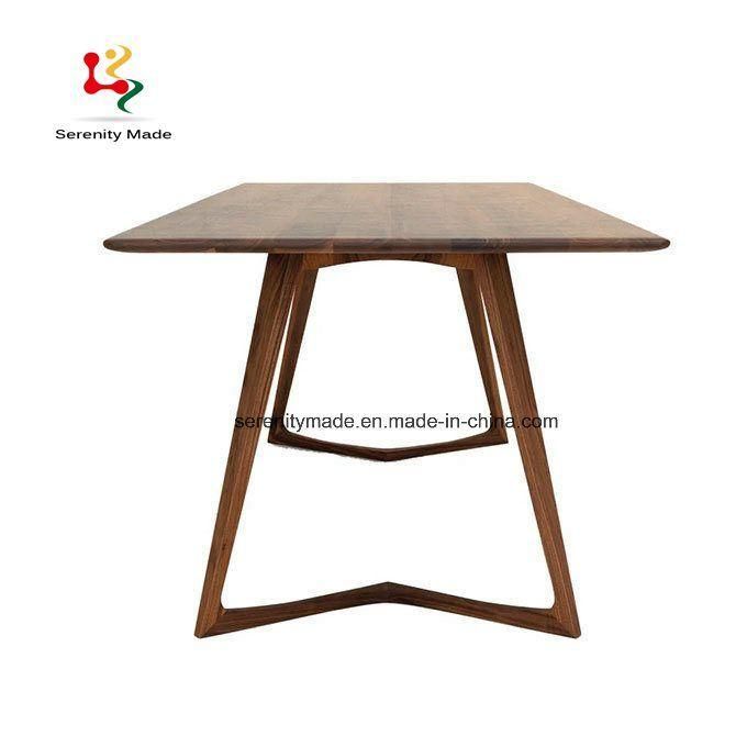 Wooden Frame Oak Wood Color Rectangle Dining Table for Restaurant Use