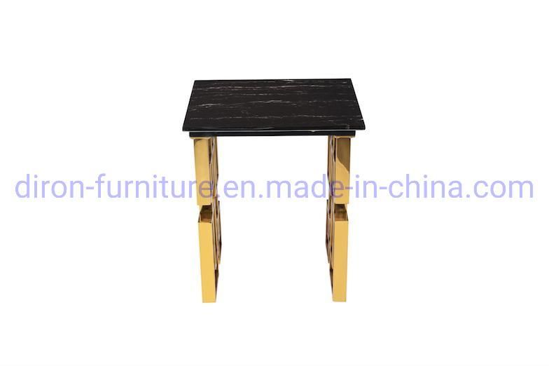 Foshan Furniture Stainless Steel Rectangle Tempered Black Dining Table