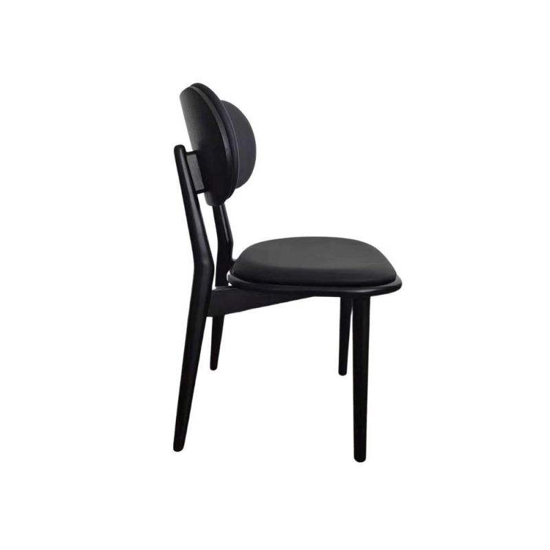 Timber Bistrol Chair Black Leather Wholesale Restaurant Cafe Shop Dining Chair