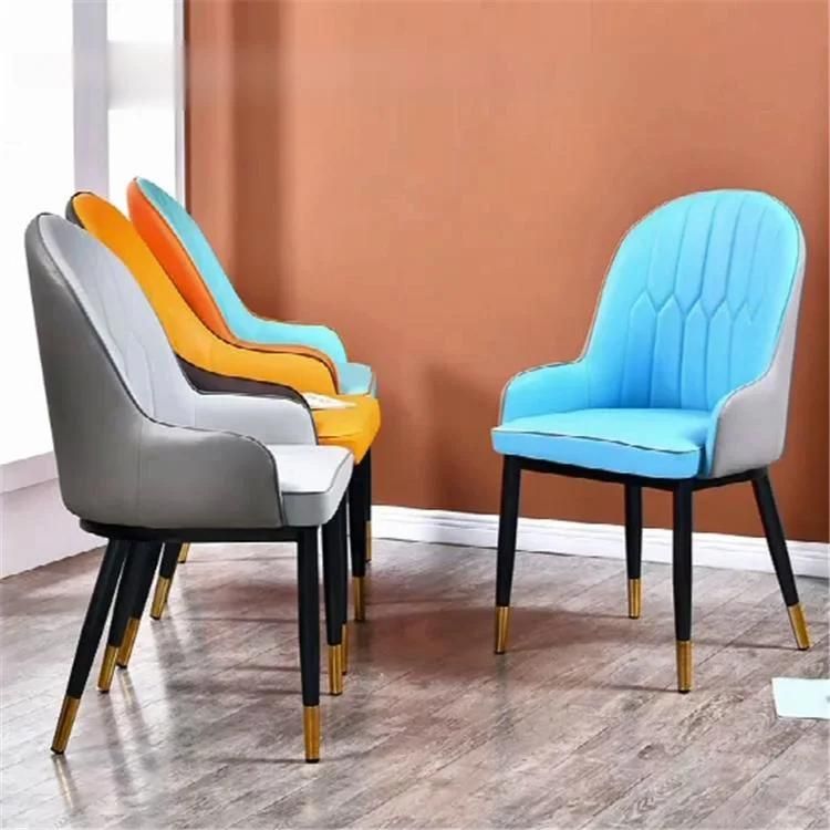 Leisure Restaurant Living Room Leather Modern Tufted Upholstered Dining Chairs with Arms