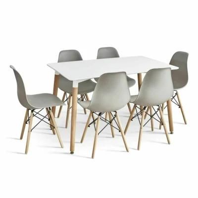 Best Seller Plastic Chair and Table Sets 1 Table 6 Chairs Restaurant Plastic Set Chair Wood Dining Chair Wood Plastic