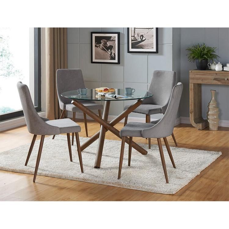 Hot Sale High Back Fabric Home Furniture Chair Dining Chair Wooden Leg Restaurant Chair