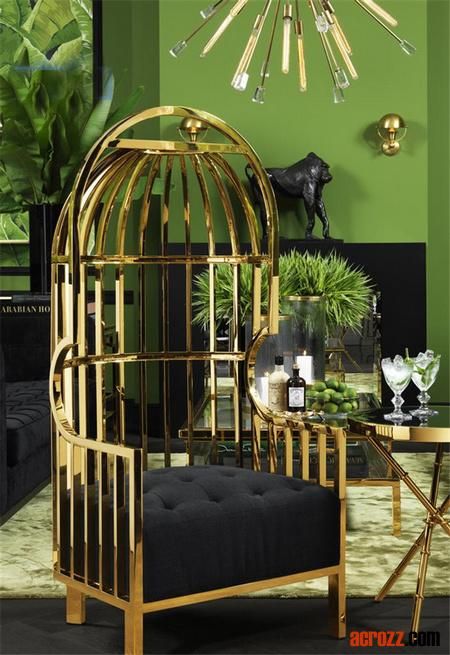 Original Luxury Design Brass Gold Copper Hotel High Back Modern Stainless Steel Birdcage Chair Sofa Bora Bora Chair