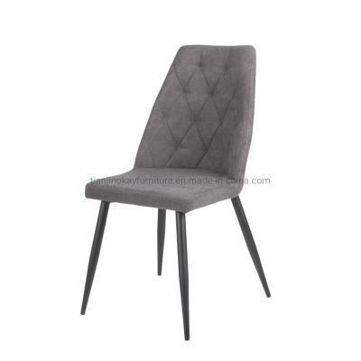 Factory Directly Wholesale Common Fabric Dining Chair with Black Powder Coating Legs