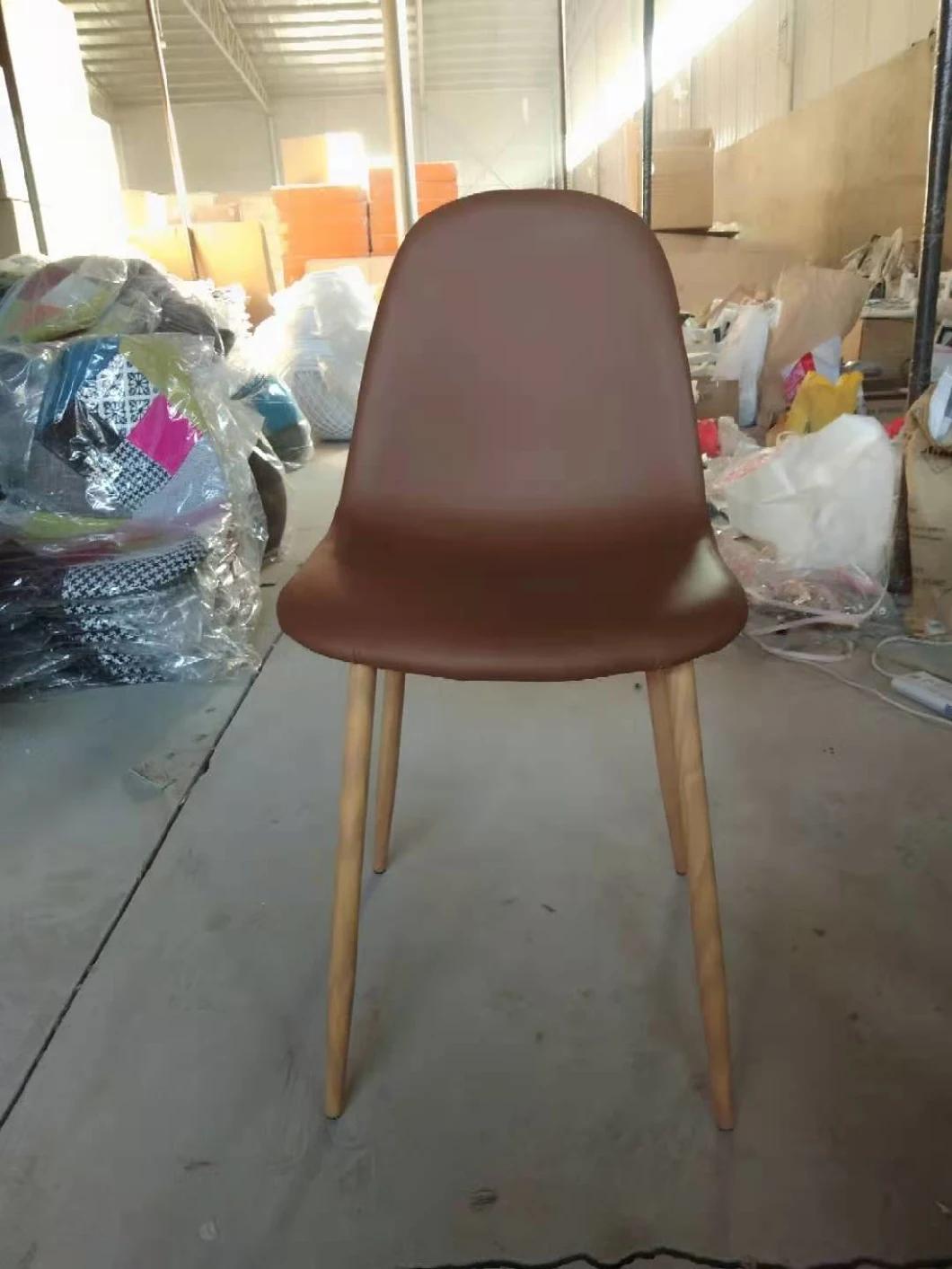 Grey PU Leather Dining Chairs of 4 Modern MID Century Dining Kitchen Room Chairs Upholstered with Wood Look Metal Legs