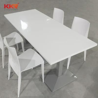 4 Seaters Dining Table Restaurant Table White Marble Artificial Solid Surface Tables