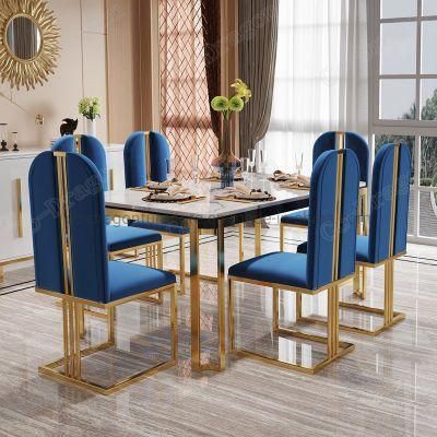 High Quality Stainless Steel Artificial Marble Hotel Dining Table